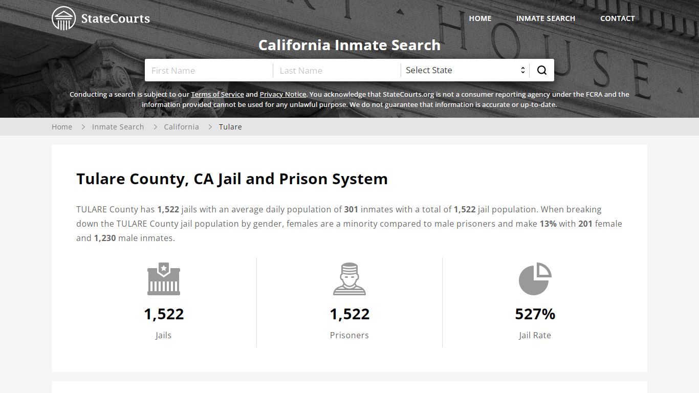 Tulare County, CA Inmate Search - StateCourts